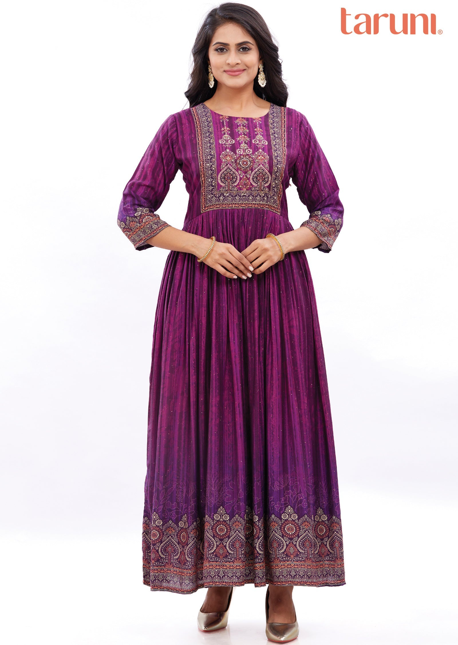 Purple Muslin Long Dress