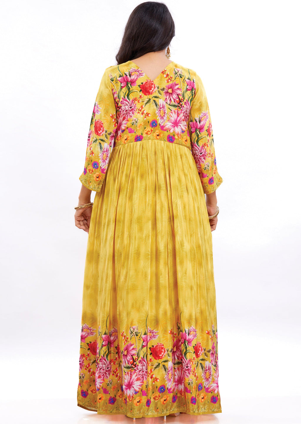 Yellow Crepe Long Dress
