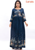 Teal Blue Crepe Long Dress