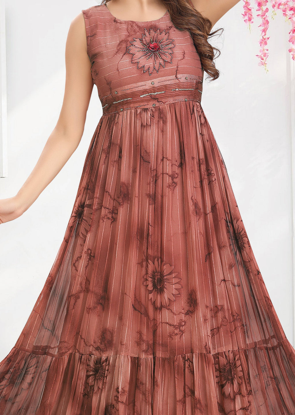 Rust Chiffon Long Dress