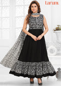 Black & White Brasso Chiffon Long Dress