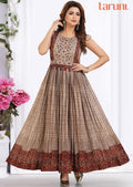 Grey & Brown Chiffon Long Dress