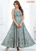 Dusty Blue Tissue Chiffon Long Dress