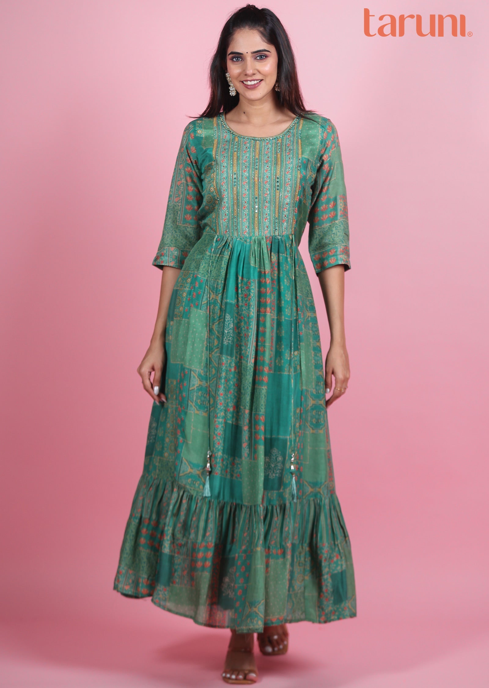 Green Muslin Long Dress