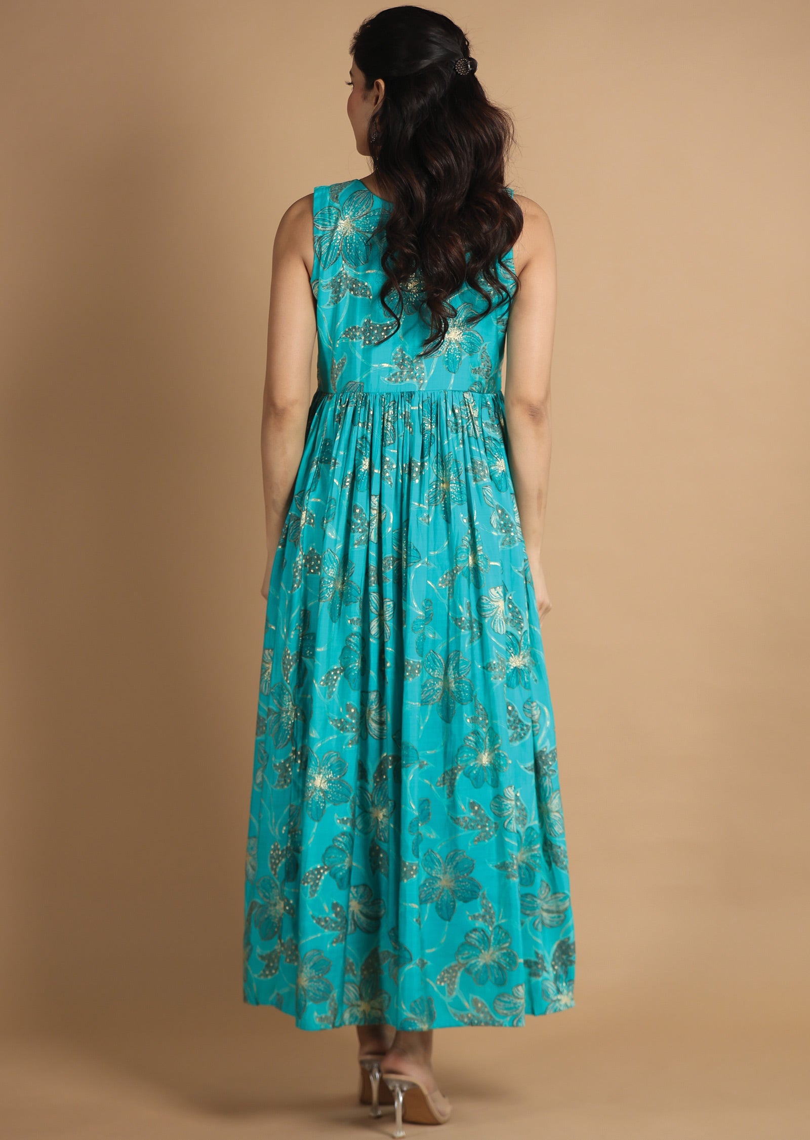 Sea Green Muslin Long Dress