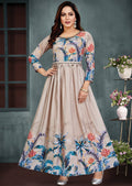 Beige Chinnon Long Dress