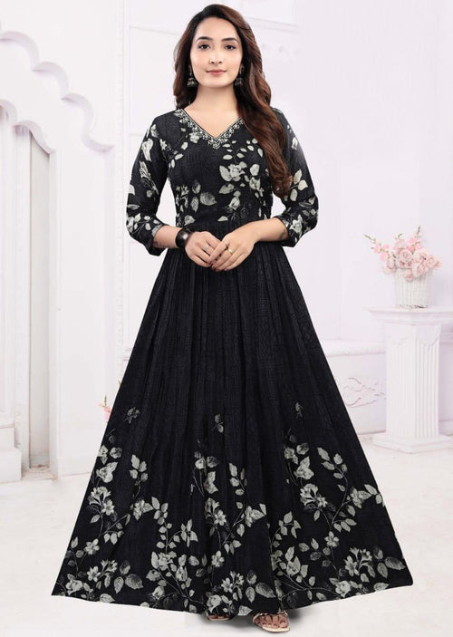 Black Crepe Long Dress