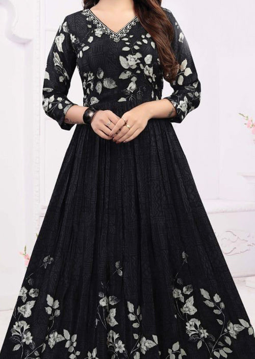 Black Crepe Long Dress