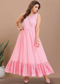 Light Pink Georgette Long Dress