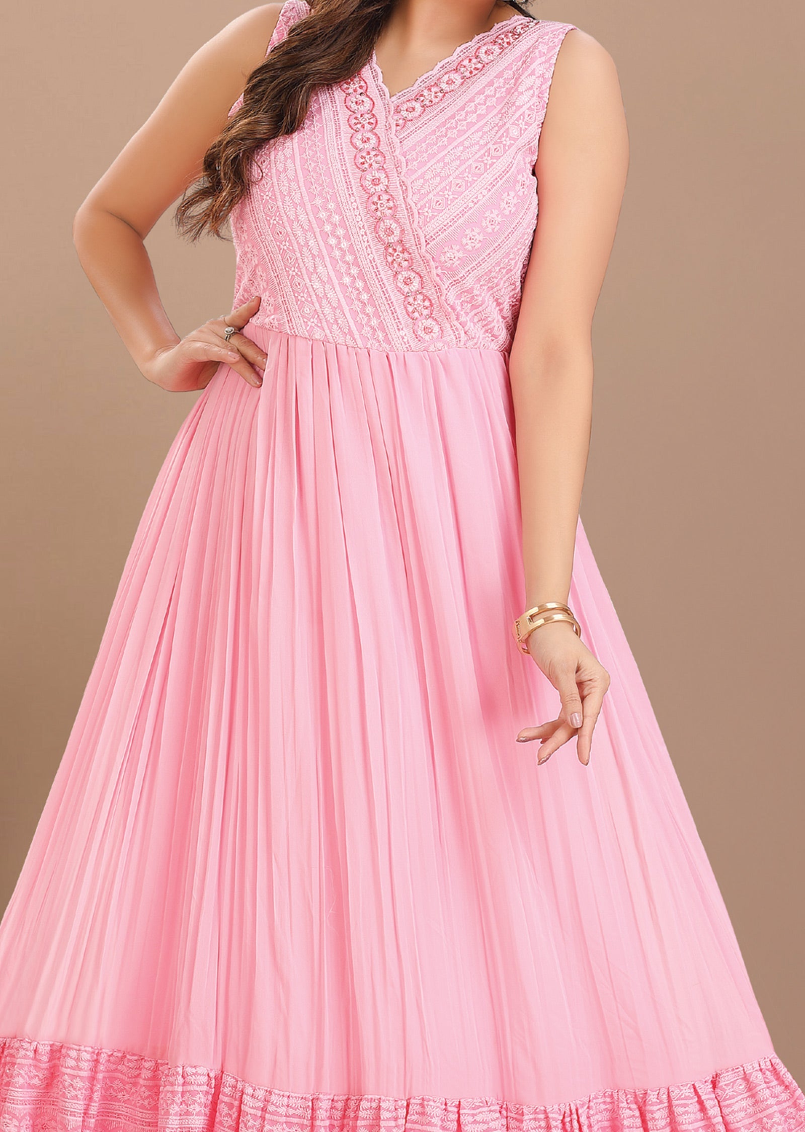 Light Pink Georgette Long Dress
