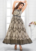 Grey & Black Chiffon Long Dress