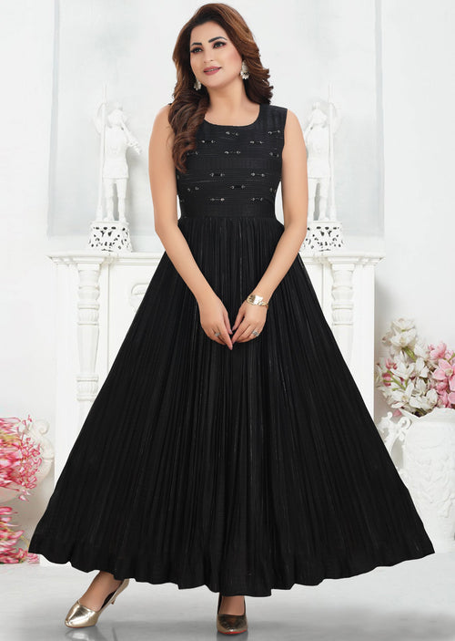 Black Georgette Long Dress