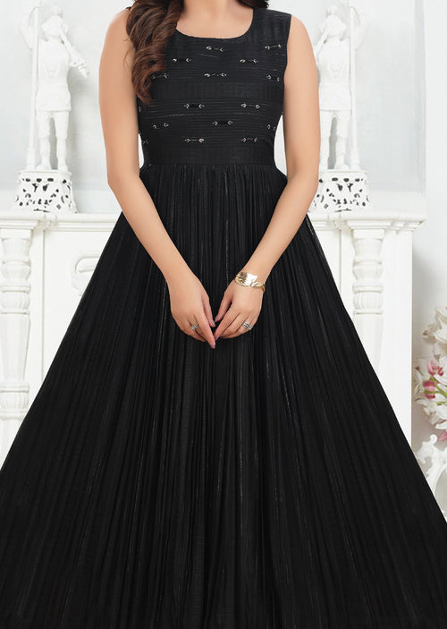 Black Georgette Long Dress