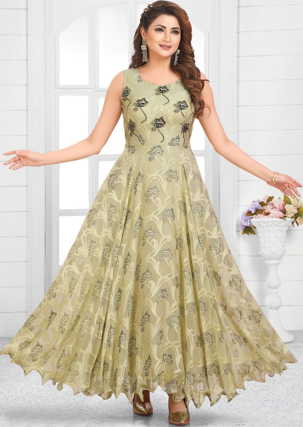 Pista Green Brasso Long Dress
