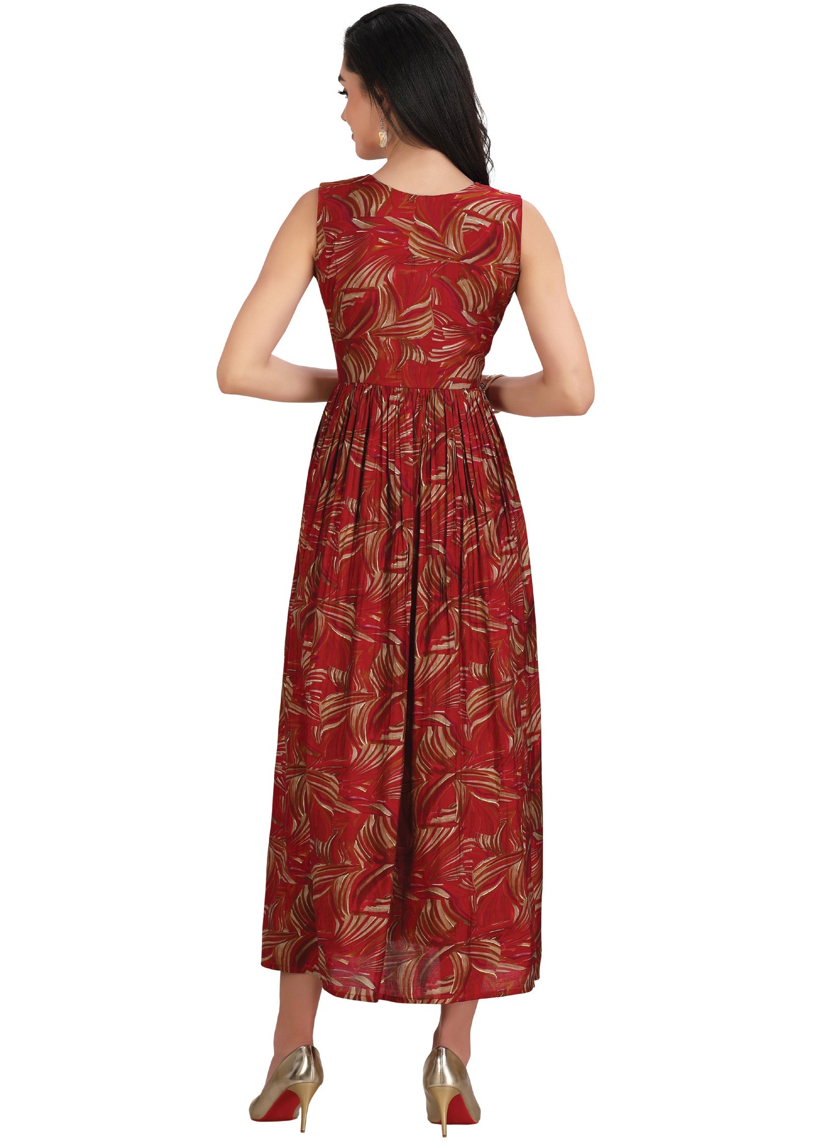 Maroon Muslin Long Dress