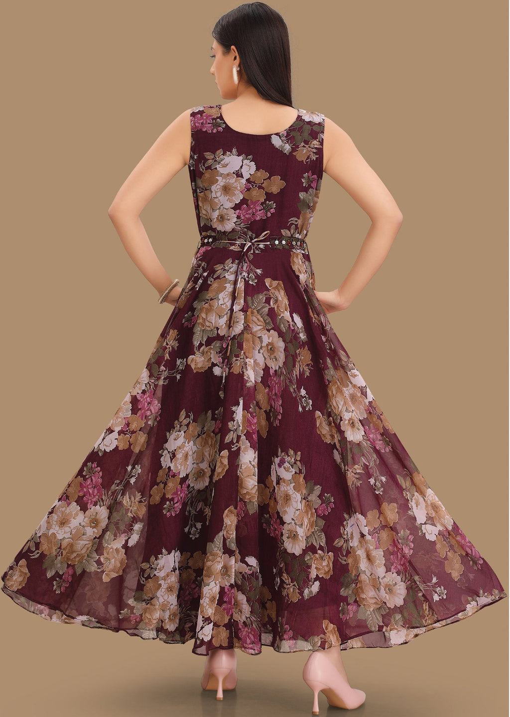 Magenta Georgette Long Dress