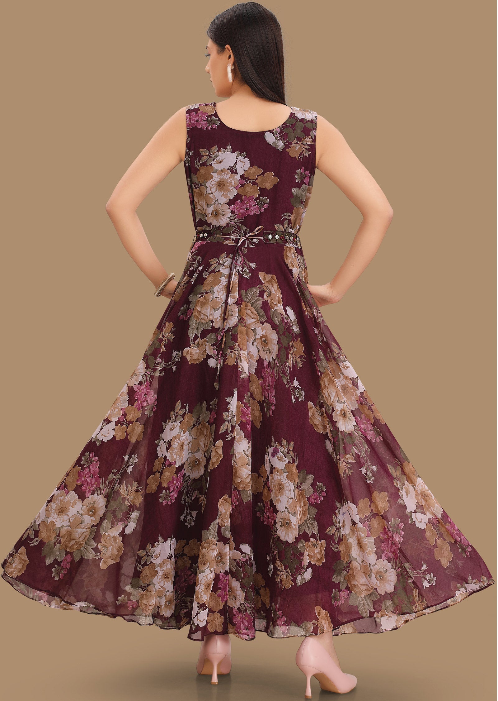 Magenta Georgette Long Dress