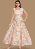 Dusty Peach Chinnon Long Dress
