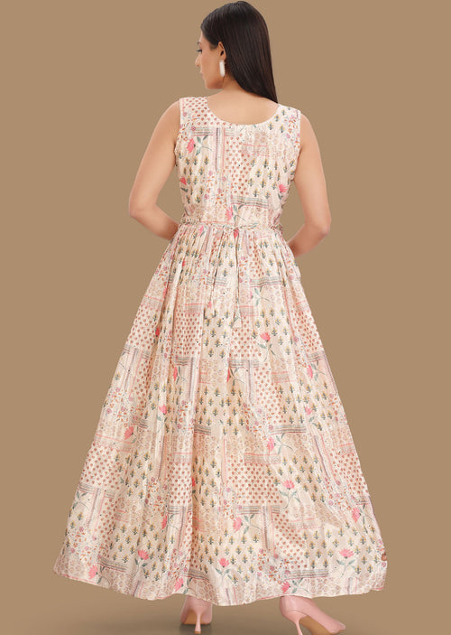 Dusty Peach Chinnon Long Dress