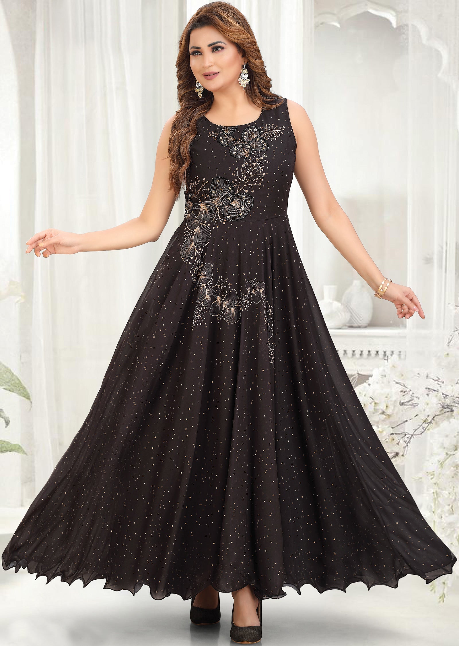Black Georgette Long Dress