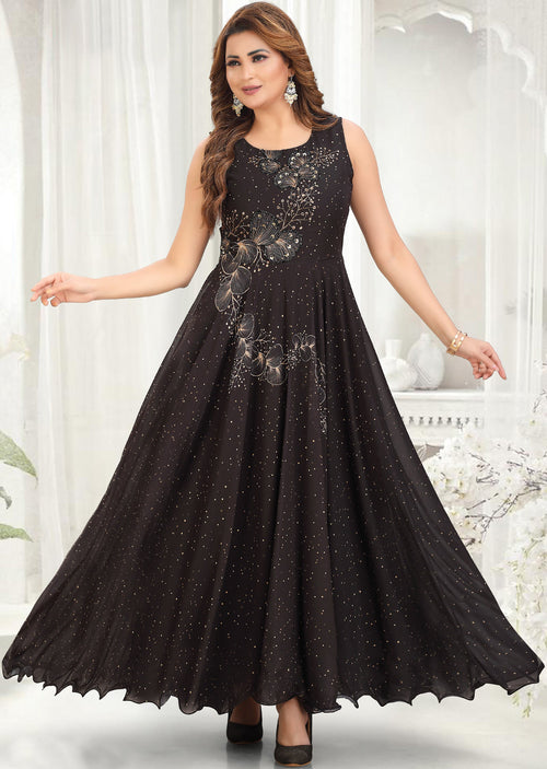 Black Georgette Long Dress