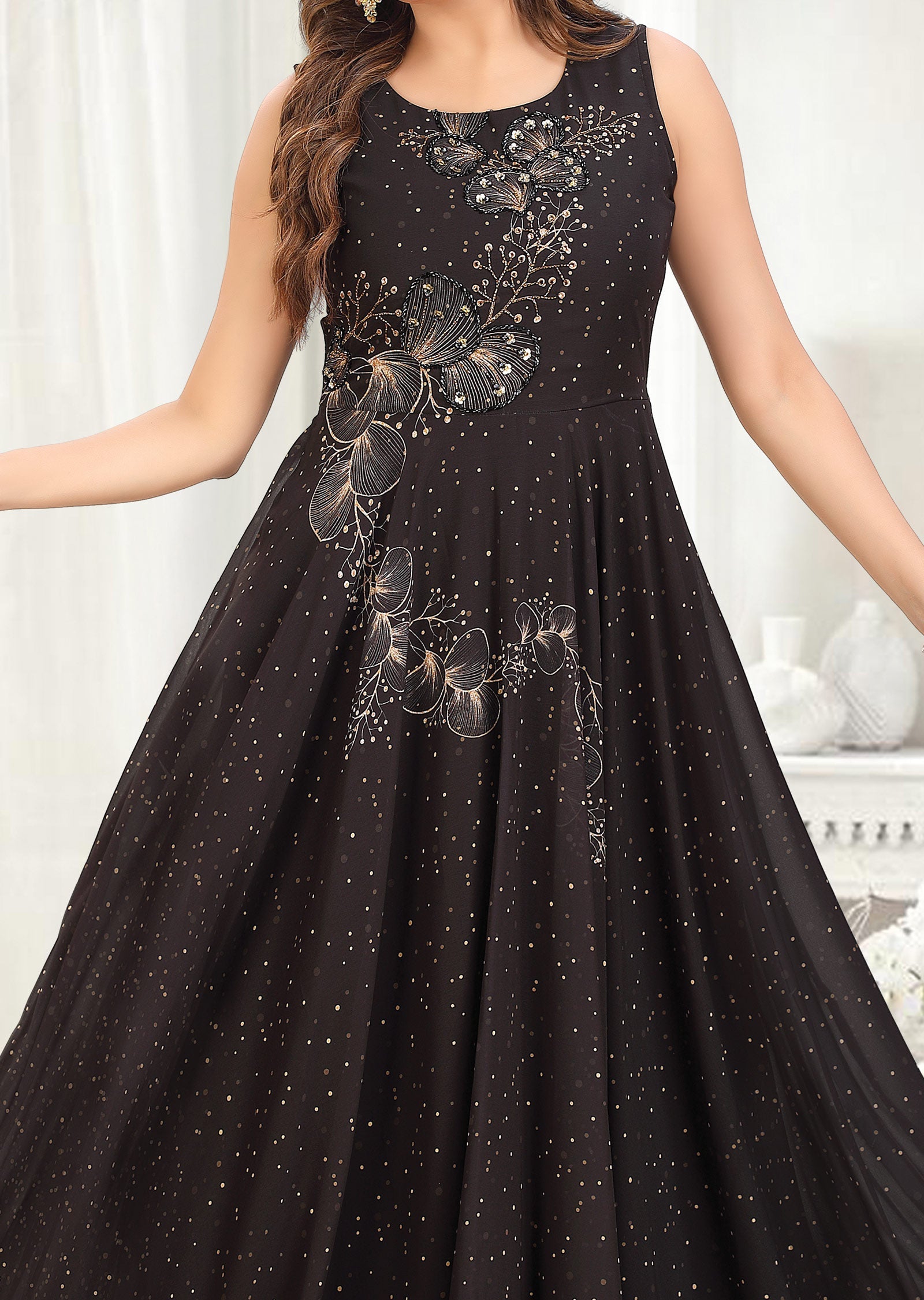 Black Georgette Long Dress