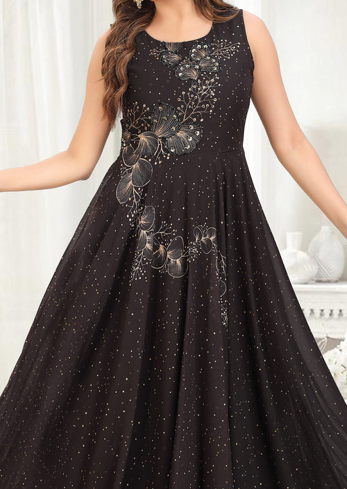 Black Georgette Long Dress