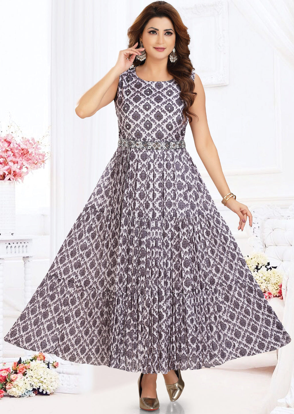Light Grey Chinnon Long Dress