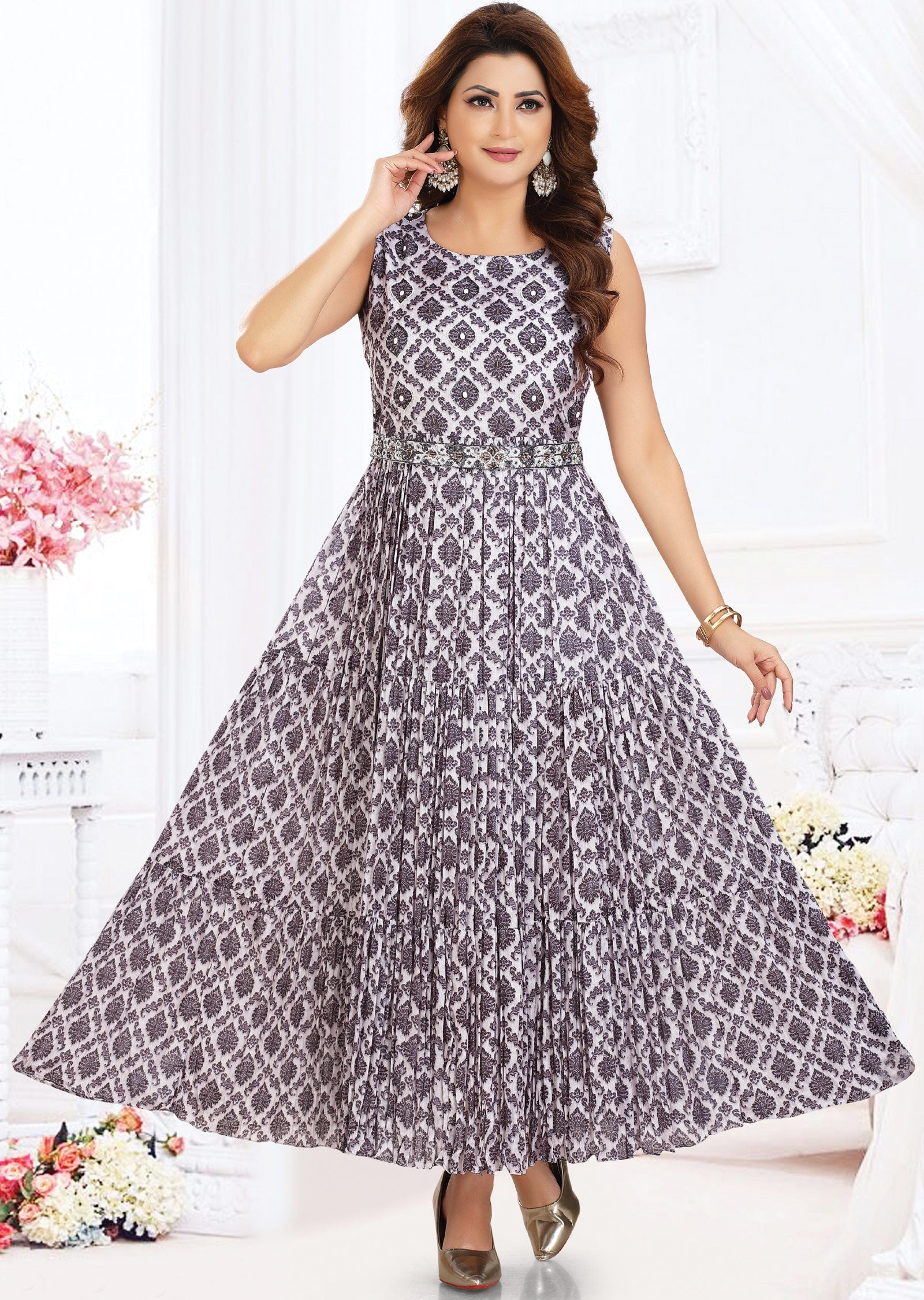 Light Grey Chinnon Long Dress
