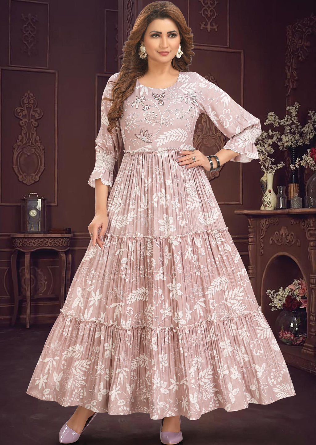 Fawn Georgette Long Dress