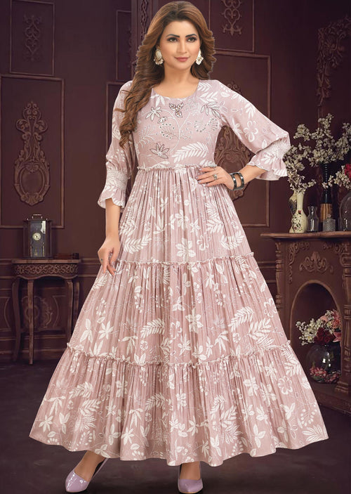 Fawn Georgette Long Dress