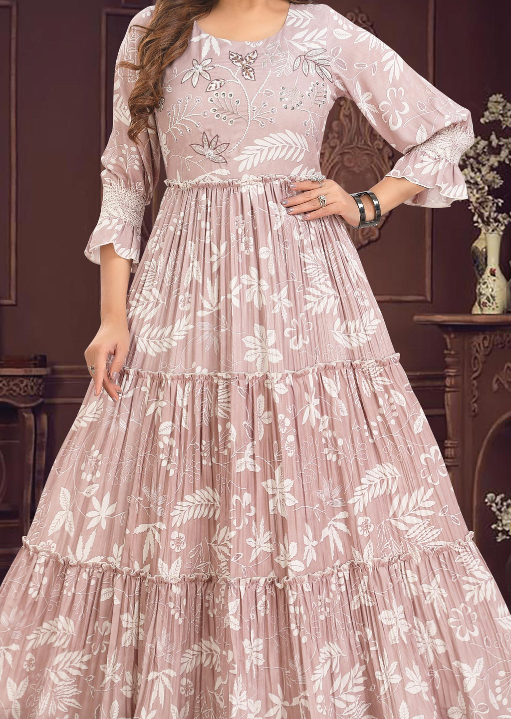 Fawn Georgette Long Dress