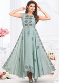 Sea Green Chinnon Georgette Long Dress