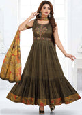 Olive Green Chiffon Long Dress