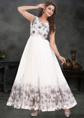White & Grey Georgette Long Dress