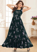 Navy Blue Brasso Georgette Long Dress