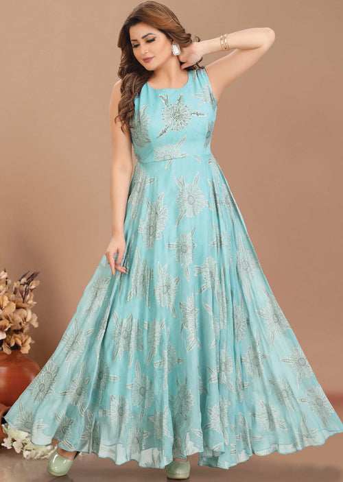 Dusty Sea Green Chiffon Long Dress