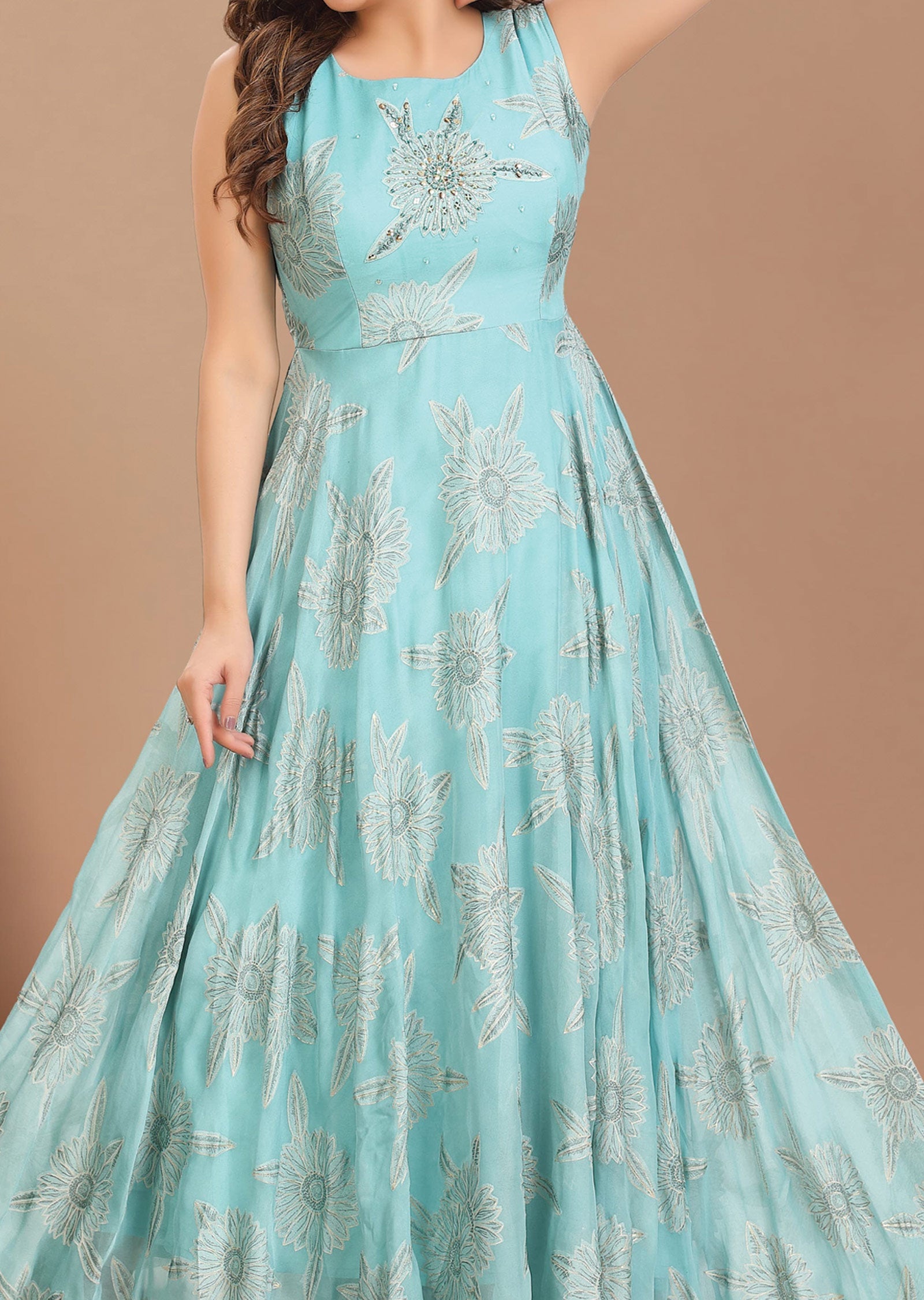 Dusty Sea Green Chiffon Long Dress