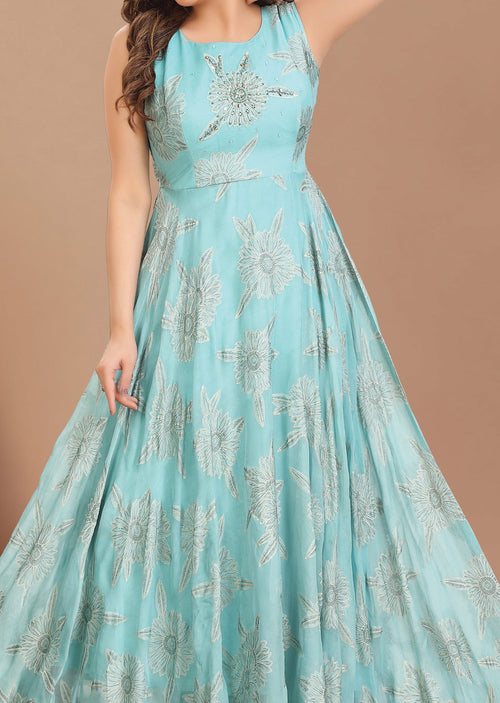 Dusty Sea Green Chiffon Long Dress