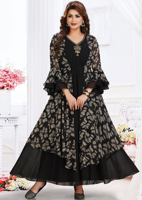 Black Georgette Long Dress