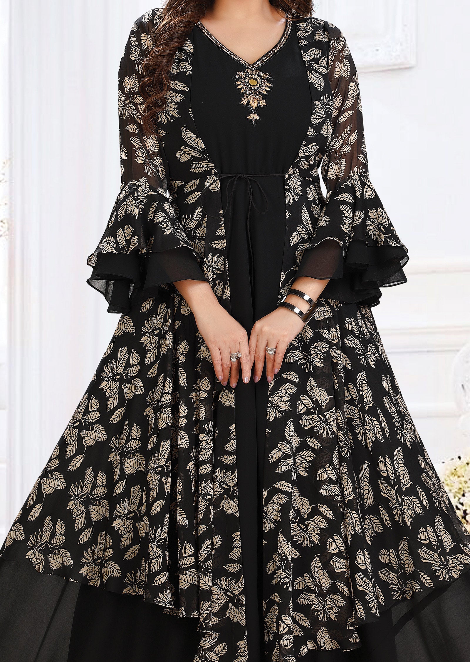 Black Georgette Long Dress
