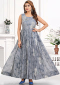 Light Grey Shimmer Georgette Long Dress
