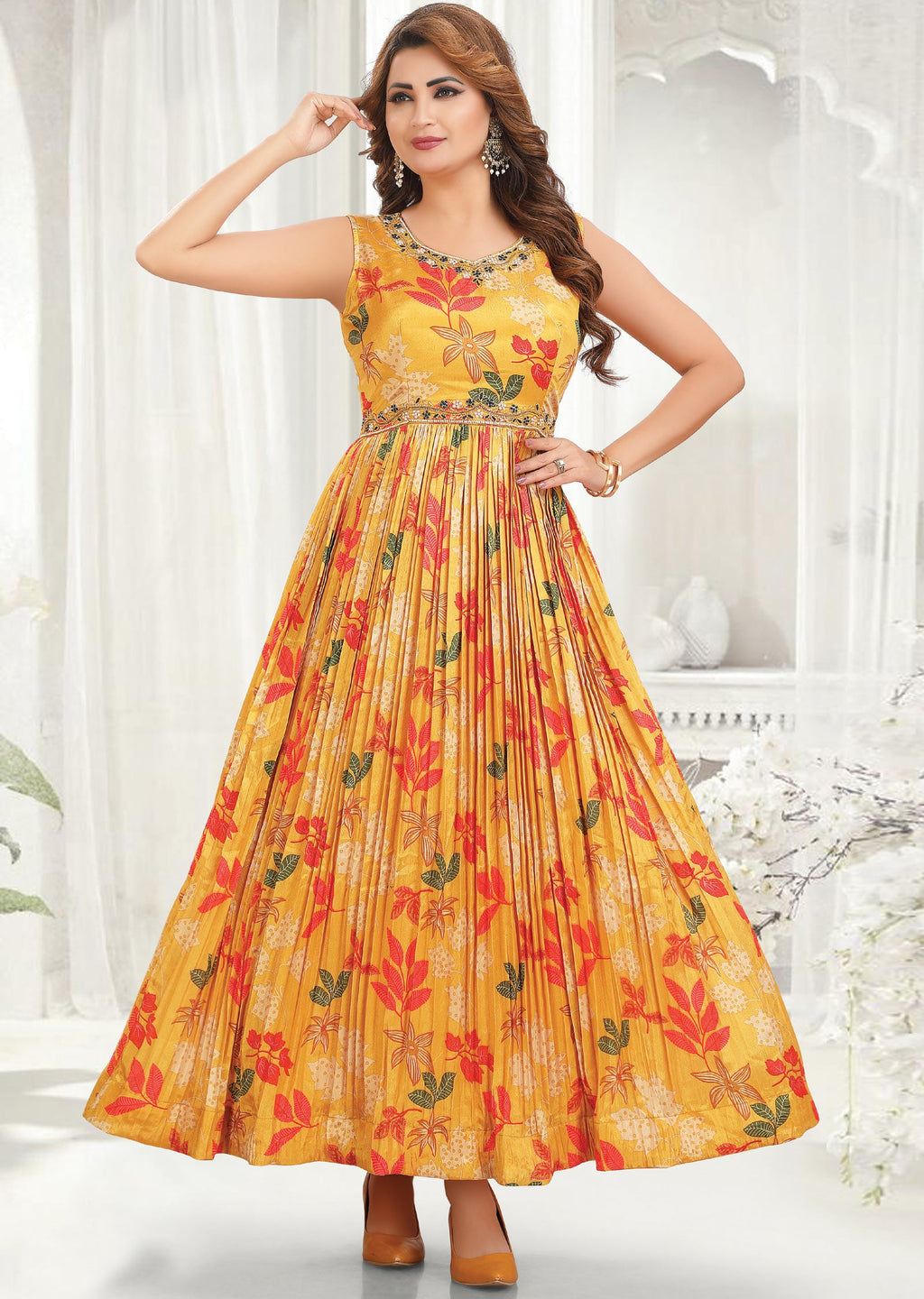 Mustard Chinnon Long Dress