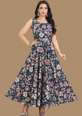 Teal Blue Georgette Long Dress