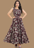 Wine Georgette Long Dress
