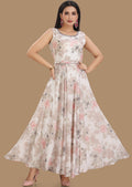 Off White Georgette Long Dress