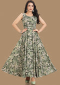 Mehendi Green Georgette Long Dress