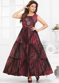 Wine Shimmer chiffon Long Dress