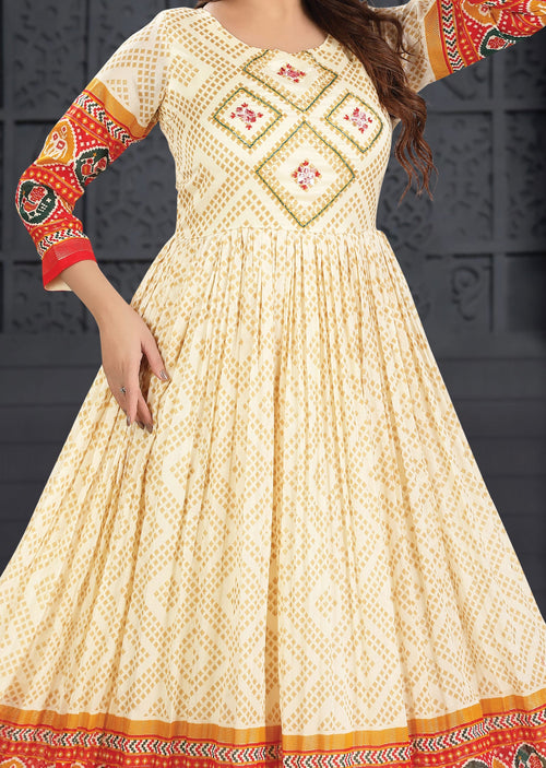 Beige Silk Long Dress