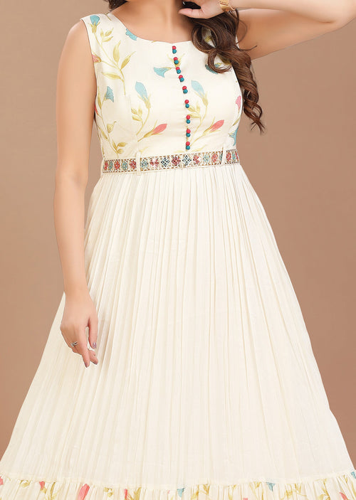 Cream Chiffon Long Dress